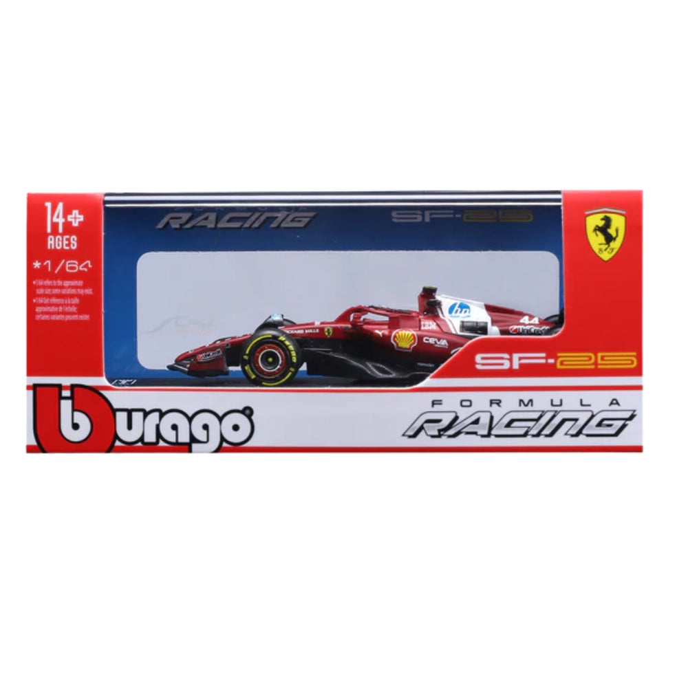 Bburago 2025 Ferrari SF-25 No 44 Lewis Hamilton Australia GP - Scale 1 : 64 Diecast Scale Model with Acrylic case
