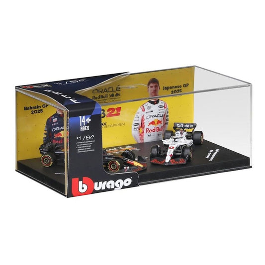 *PRE ORDER* Bburago Formula Racing 2025 Oracle Red Bull Racing RB21 #1 Max Verstappen in Showcase 1:64 Scale Diecast Vehicle Twin Pack