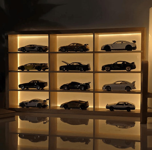 12 Compartment Wooden Display With Light