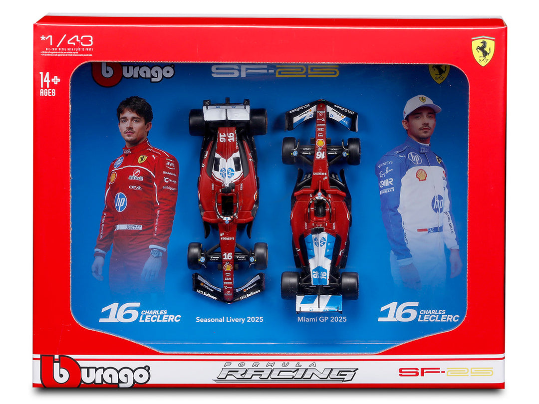 Bburago F1 1:43 2025 Ferrari SF25 Twin Pack Charles Leclerc