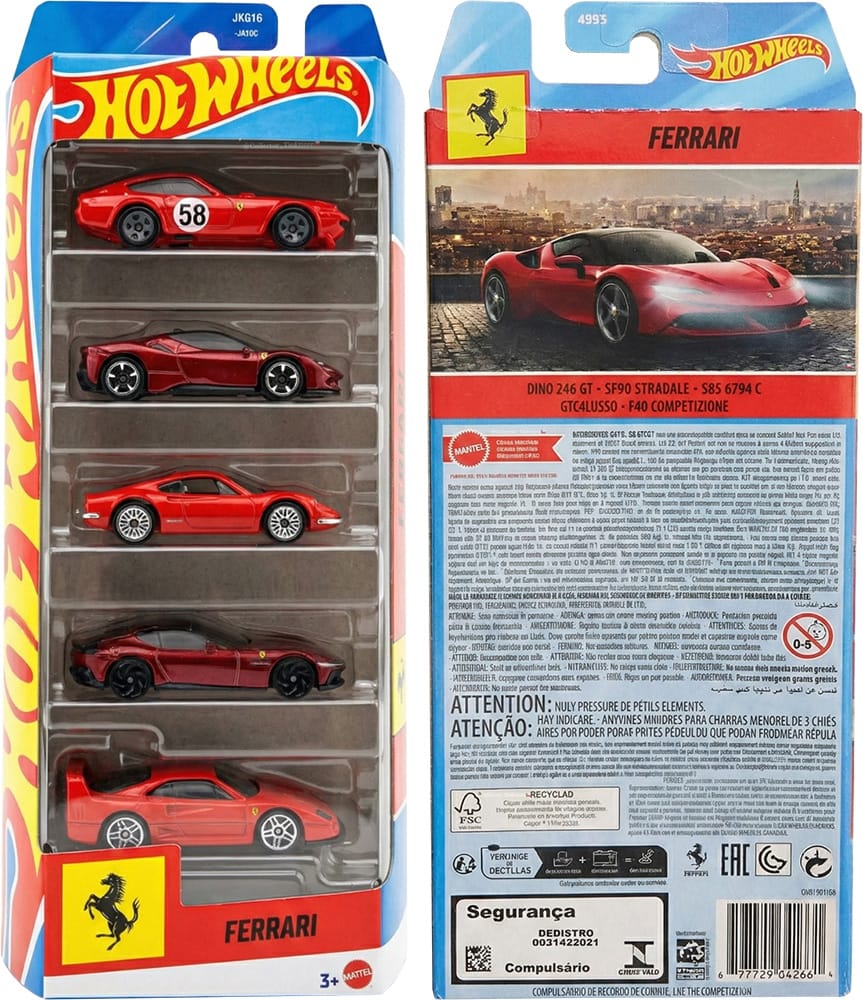 Combo of 2 pack: Hotwheels Ferrari 5 pack+ Barbie(449)
