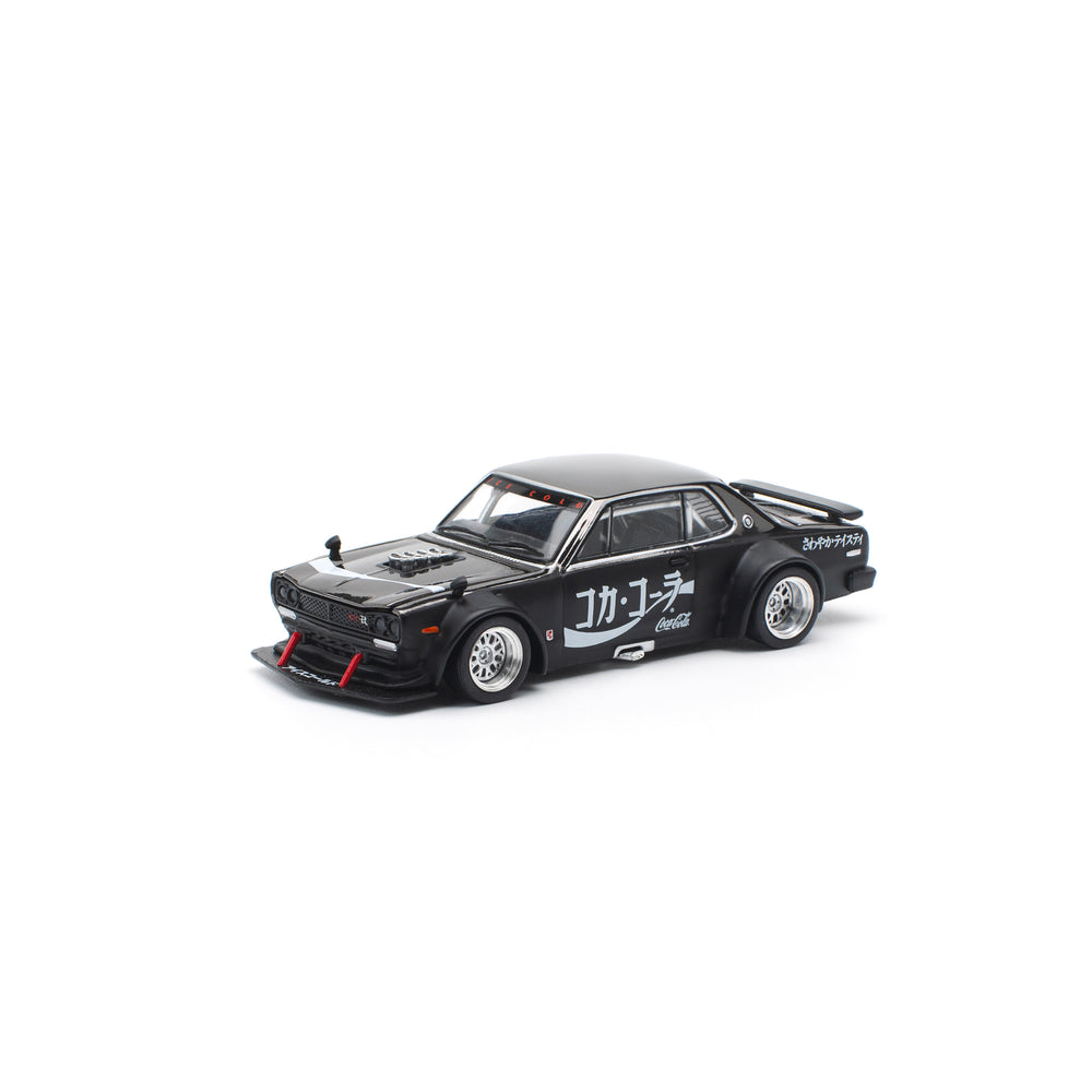 POP RACE SKYLINE GT-R DRIFT (HAKOSUKA) - COCA COLA ZERO JP BLACK CHROME 1:64 Diecast