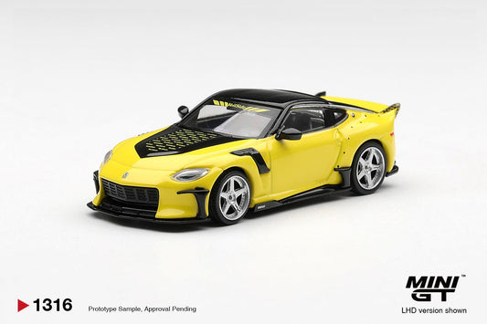 * PRE ORDER * BLISTER MINI GT #1316 1/64 Nissan Fairlady Z VeilSide FFZ400 Ikazuchi Yellow (RHD)
