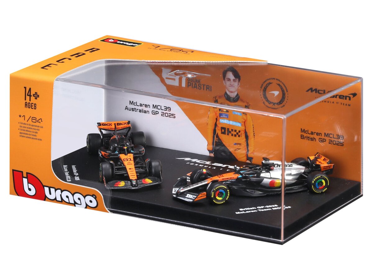 *PRE ORDER* Bburago Formula Racing 2025 McLaren Racing Oscar Piasti in Showcase 1:64 Scale Diecast Vehicle Twin Pack