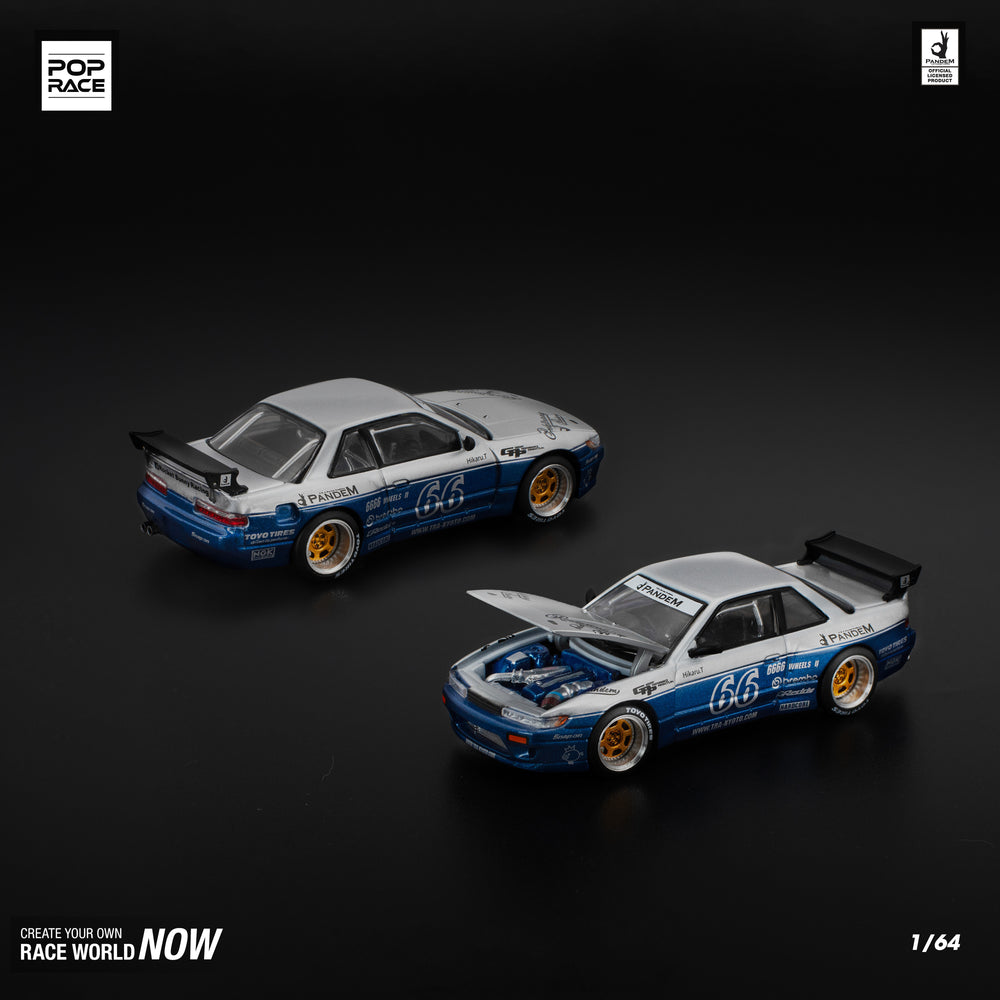 POP RACE PANDEM SILVIA S13 MOONTECH BLUE 1:64 Diecast