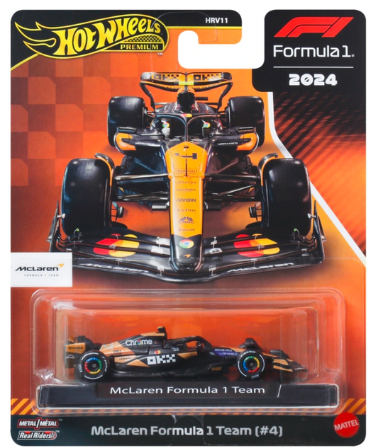 Hot Wheels Premium 2024 Imported Formula 1 Diecast Cars McLaren F1 Team Lando Norris - (No. 4) 1:64 Scale