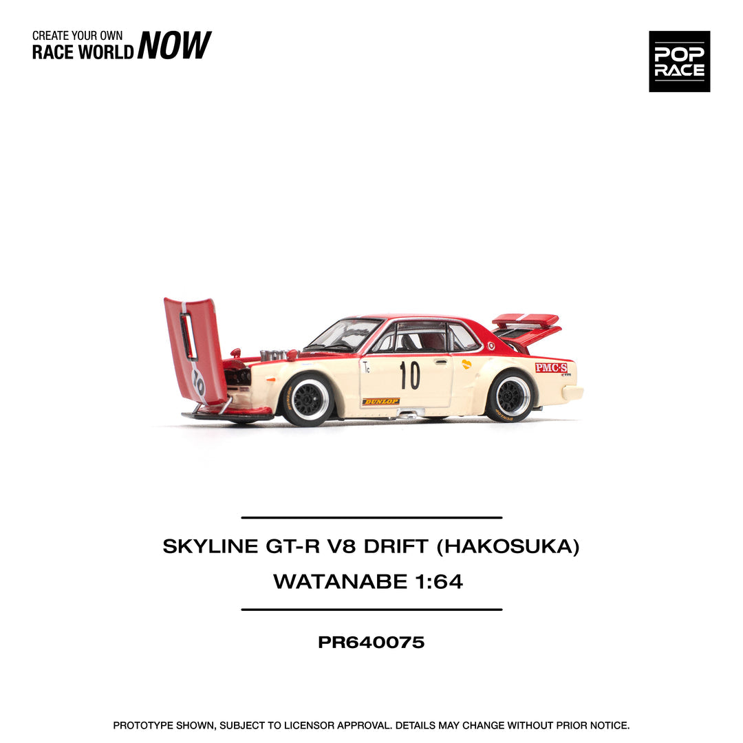 POPRACE 1:64 NISSAN SKYLINE GT-R V8 DRIFT (HAKOSUKA) WATANABE PR640075