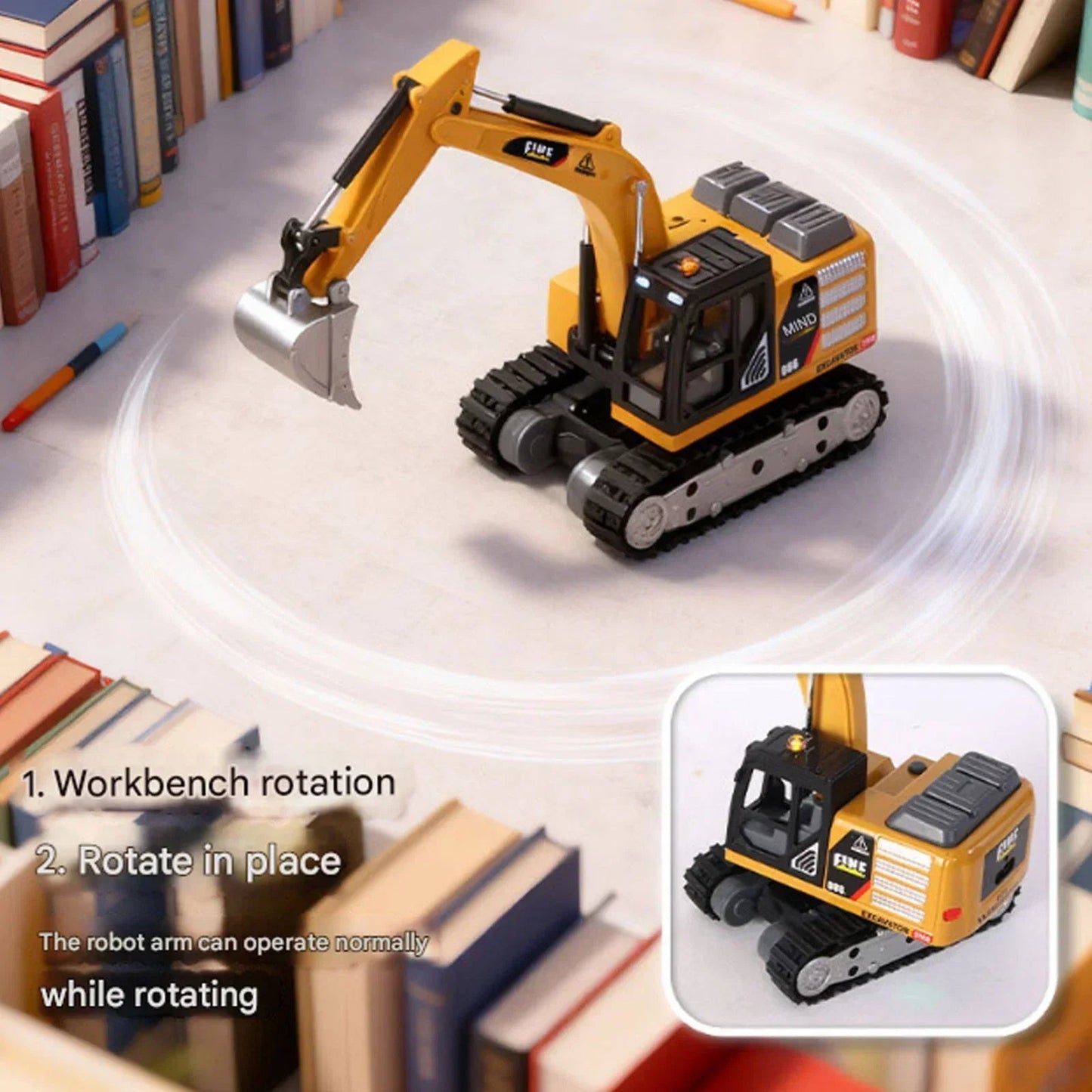 TRASPED HG4-413 1:64 Scale Mini RC Excavator | Alloy Bucket | 270° Rotation| Lights & Sound