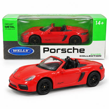 Welly Porsche 718 Boxster Spyder Red Die-Cast Metal Model Car